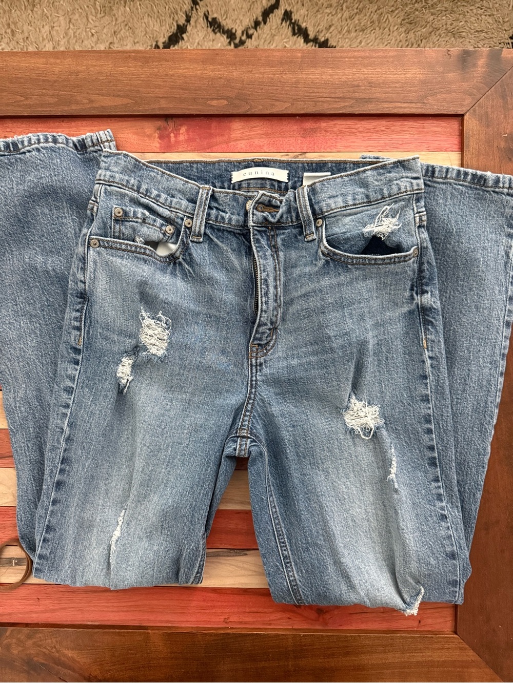 eunina Light Blue Distressed Boyfriend Jeans